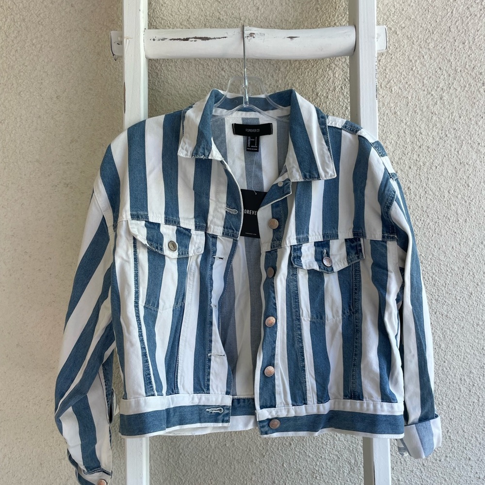 Forever 21 Striped Jean Jacket // New with Tags NWT